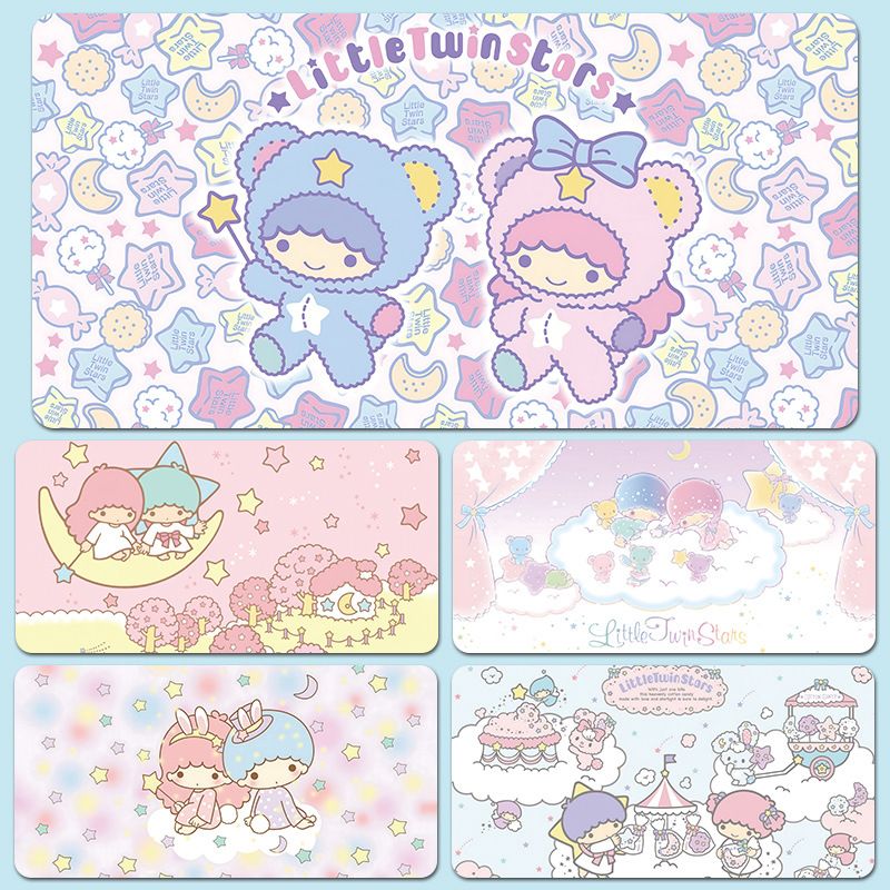 Little Gemini Mouse Keyboard Girls' Office Game Secondary Cartoon Notebook Desk Pad Thickened Oversized_voghion.com
