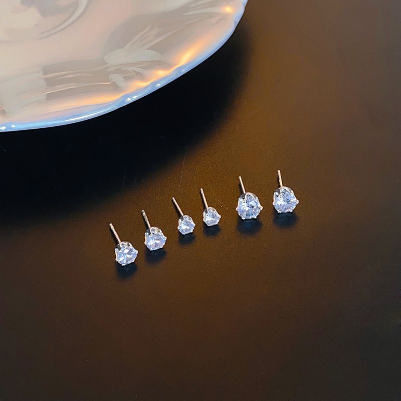 S Silver Needle Trendy Six Piece Zircone Piccolo e Squisito Vento Freddo con Stile Versatile Mini Orecchini per Donna_voghion.com
