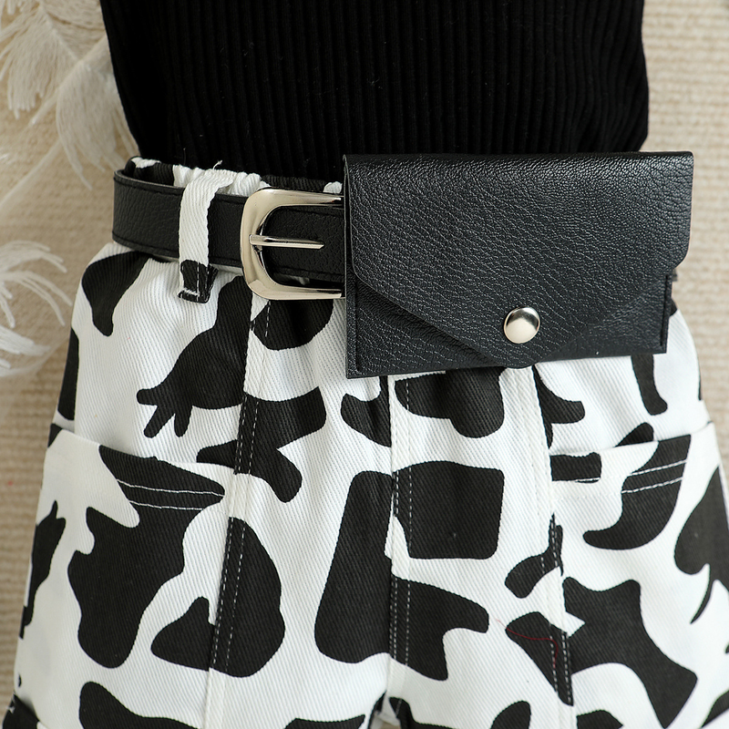 Abbigliamento per neonati Completo da bambina per bambini di taglia piccola e media, top ampio con scollo all'americana + pantaloncini Marsupio set da tre pezzi_voghion.com