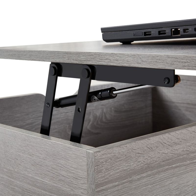 39" Wood Lift Top Coffee Table With Hidden Compartment And Storage Shelf For Living Room, Reception Room, Grey_voghion.com