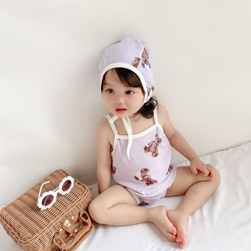 Maillot de bain une pièce pour bébé fille, mignon, triangle, escalade, nouvelle collection coréenne chinoise chic 2024_voghion.com
