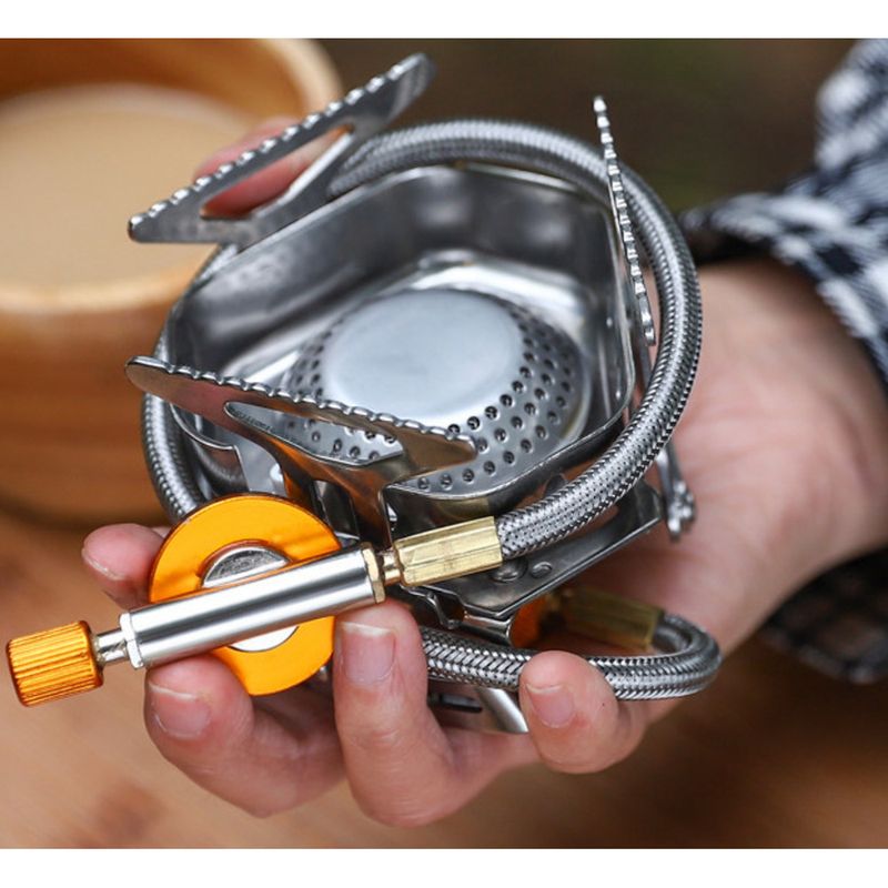 Hike Mount Outdoor Set fornello da campeggio a gas portatile antivento con parabrezza e bollitore_voghion.com