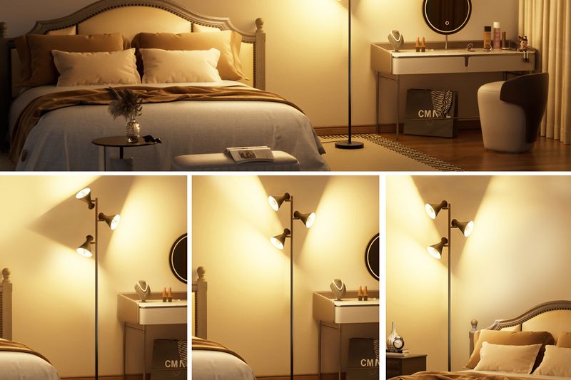 Driekoppige luidspreker Fantasy vloerlamp Bluetooth hoeklamp bedverlichting vloerleeslamp_voghion.com