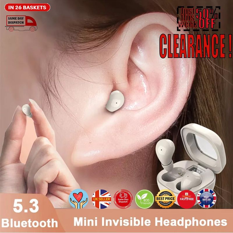 Unsichtbare TWS-Ohrhörer Micro-Bluetooth-Ohrhörer Schlaf Mini Wireless Kopfhörer UK_voghion.com