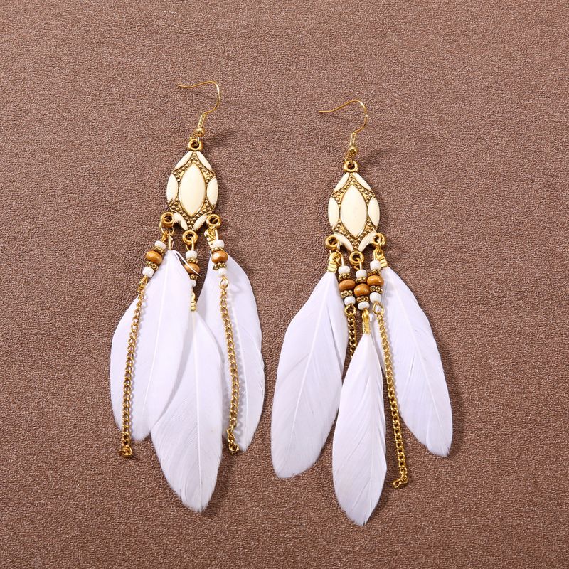 Ethnic Super Fairy Feather Earrings Without Piercing Bohemian Long High-end New Chinese Style Accessories Ear Clips For_voghion.com
