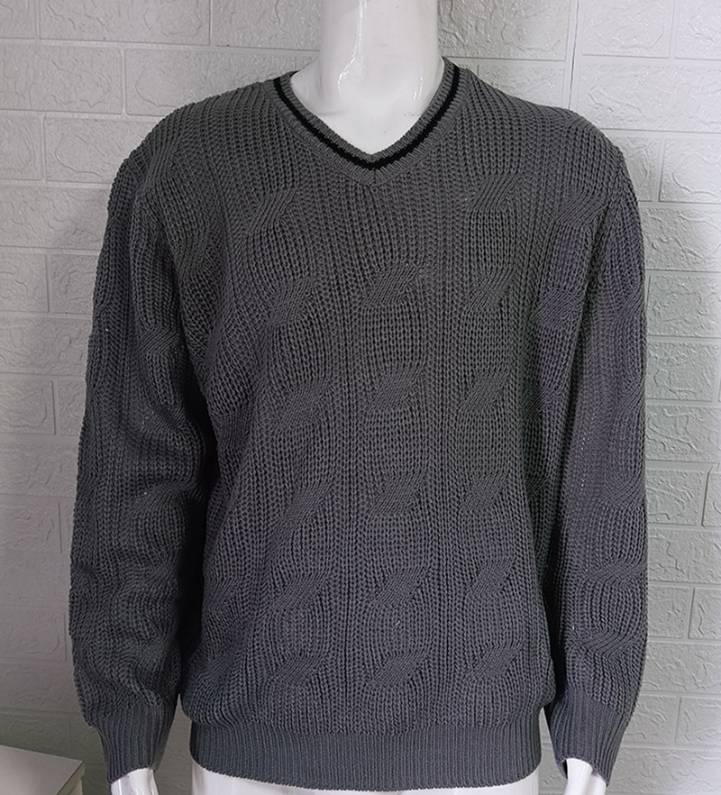 Maglione da uomo con scollo a V moda slim fit a maniche lunghe maglia top nuovo maglione autunno e inverno_voghion.com