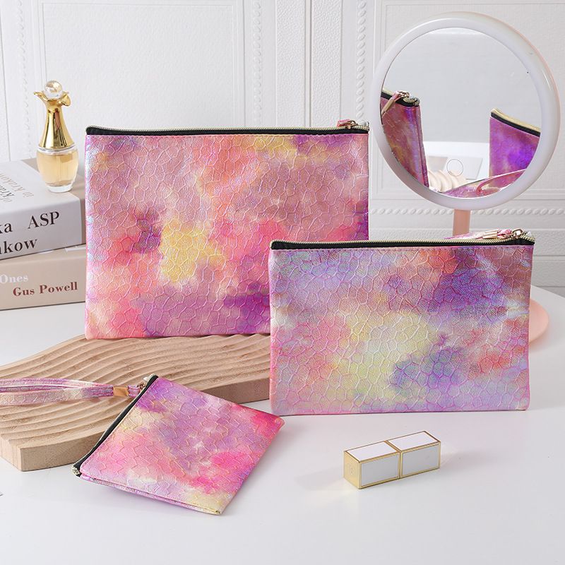 Gradient Women's Iridescent Laser Makeup Handheld Portable Travel Tattoo Nail Storage Toiletry Bag_voghion.com