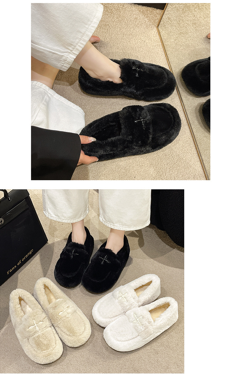 Abbigliamento esterno pigro scarpe pelose per donna 2023 nuove donne in stile incrociato autunno e inverno più scarpe a cuffia in velluto_voghion.com
