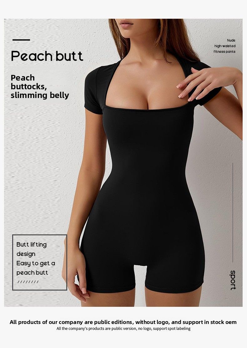 New Style Seamless Short Sleeve One-Piece Yoga Top Without Chest Pads Casual Sports Bodysuit Shapewear Wholesale_voghion.com