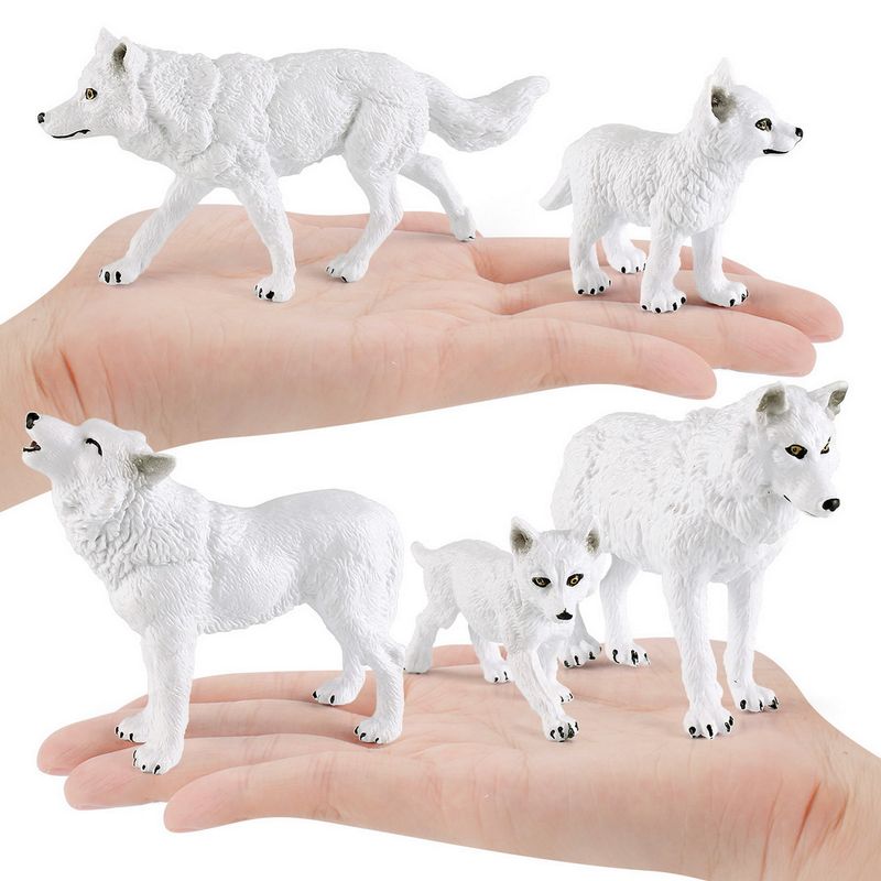 Arctic Wolf Model Various Realistic White Wolf Static Model Ornament Plastic Wild Animal Figurine Mini TV Table Decor Kids Educational Toy_voghion.com