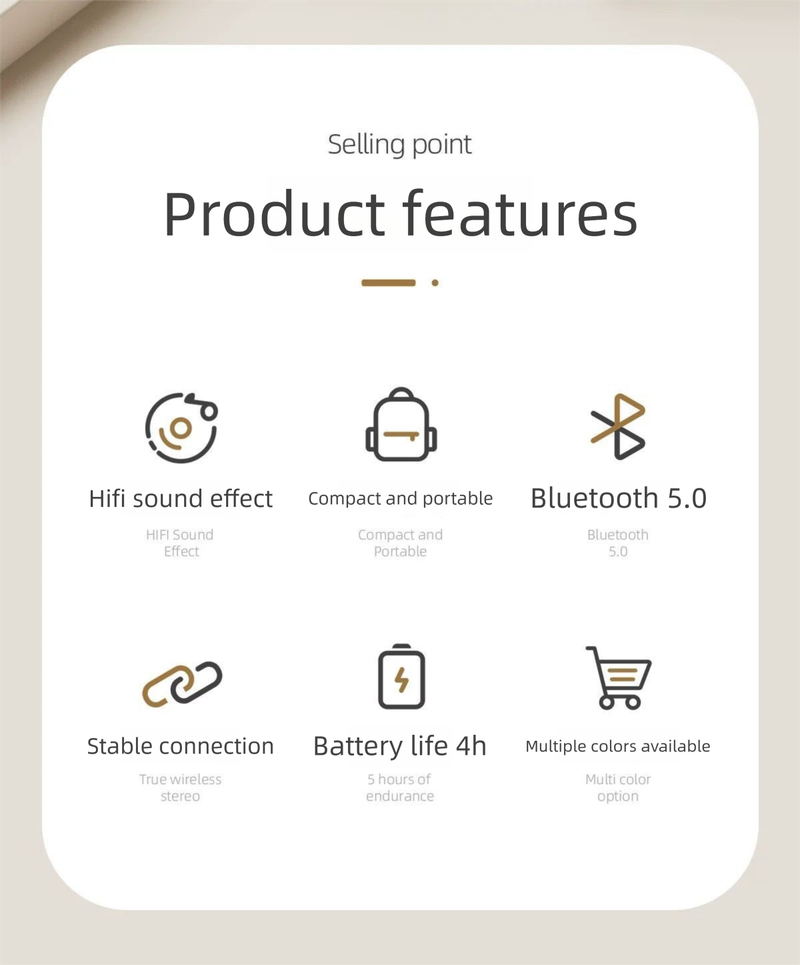 Mini haut-parleur Bluetooth portable rechargeable en métal avec cordon, longue durée de vie, pour cyclisme, extérieur, haute qualité_voghion.com