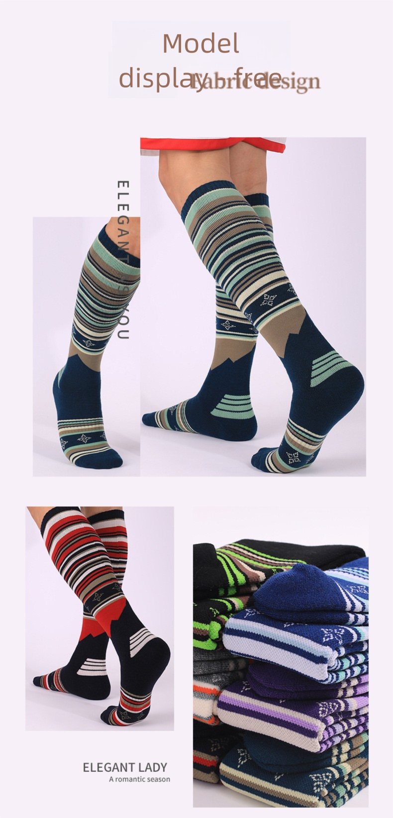 Meias de esqui/caminhada para adultos, acima do joelho, com sola grossa de toalha, ideais para atividades ao ar livre, caminhadas, esqui e atividades ao ar livre, respiráveis e absorventes de suor._voghion.com