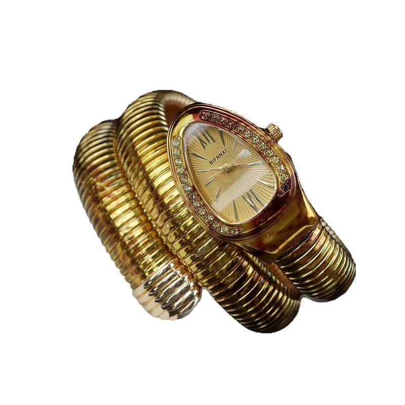 Fashion Creative Snake-Shaped For Women, Unique Pattern Quartz With Steel Band Bracelet, Electronic Watch_voghion.com