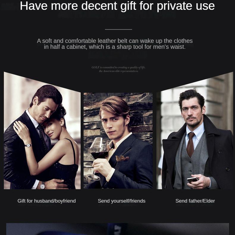 HOT GOLF Herren Gürtel aus echtem Leder mit automatischer Schnalle, trendiger Casual Business-Hosengürtel, vielseitig und einfach_voghion.com