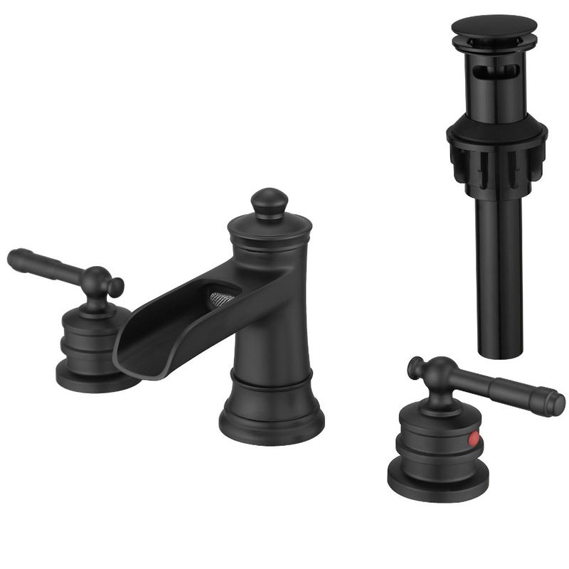 Diffuso con leva del rubinetto 8 rubinetto doppio lavandino lavandino per maniglia bagno vasca 3 rubinetti foro nero fino a pollici scarico pop bagno_voghion.com
