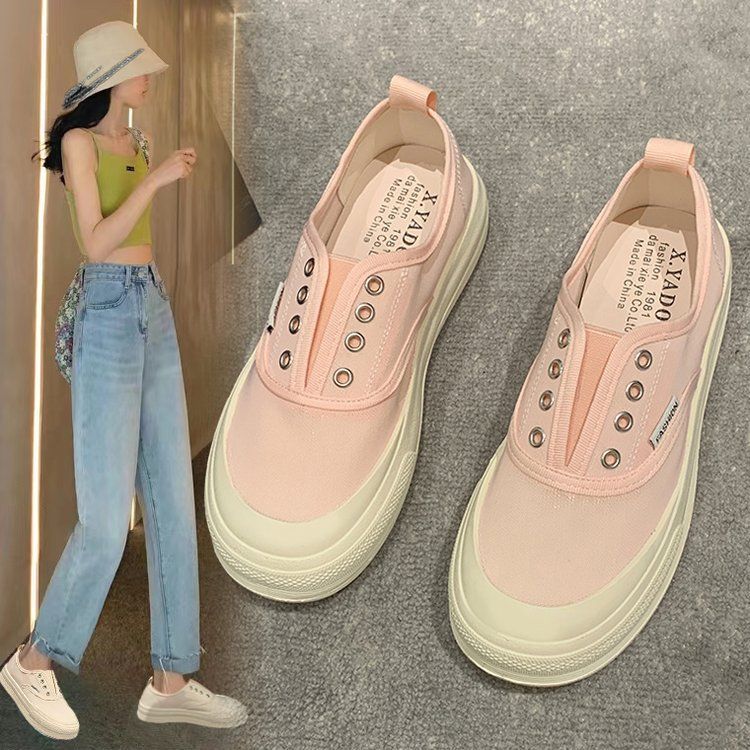 Canvas Schuhe Damen Einpedal Fisherman Lazy Single Schuhe Plattform Casual Damen Board Schuhe_voghion.com