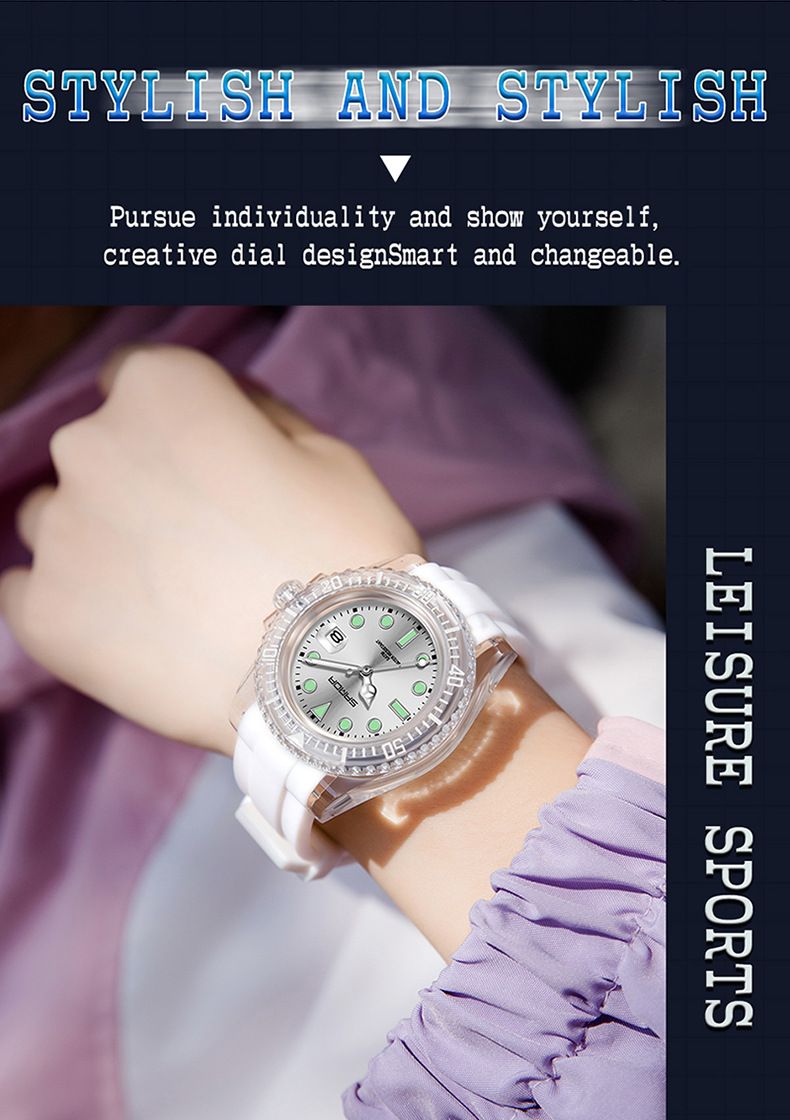 Stylish Unisex Digital Quartz Watch With Calendar, Waterproof & Shockproof, Sporty Silicone Strap Leisure Creative Male And Female Student Watch_voghion.com