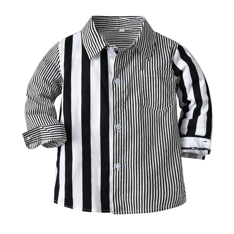 Herbst Und Winter Jungen Langarm-shirt Set Mode Muster Passenden Gestreiften Hemd Mit Hosenträger Hosen Set_voghion.com