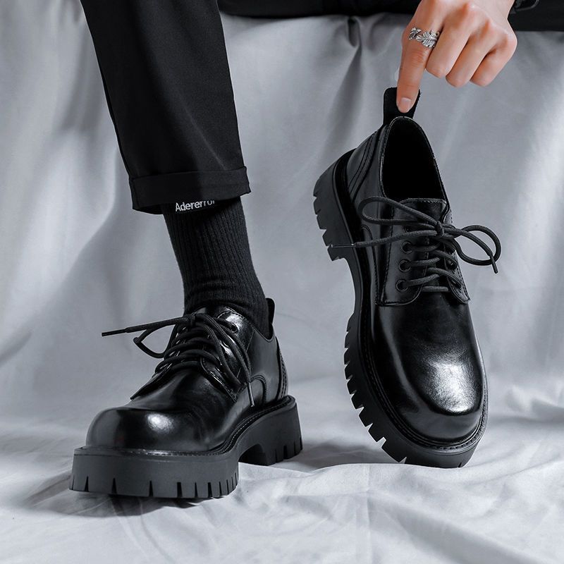 Herren-Derby-Schuhe, dicke Sohle, runde Zehenpartie, Hochzeitsschuhe, unsichtbare Erhöhung, 10 cm, Business-Freizeit, Lederinnenhöhe_voghion.com