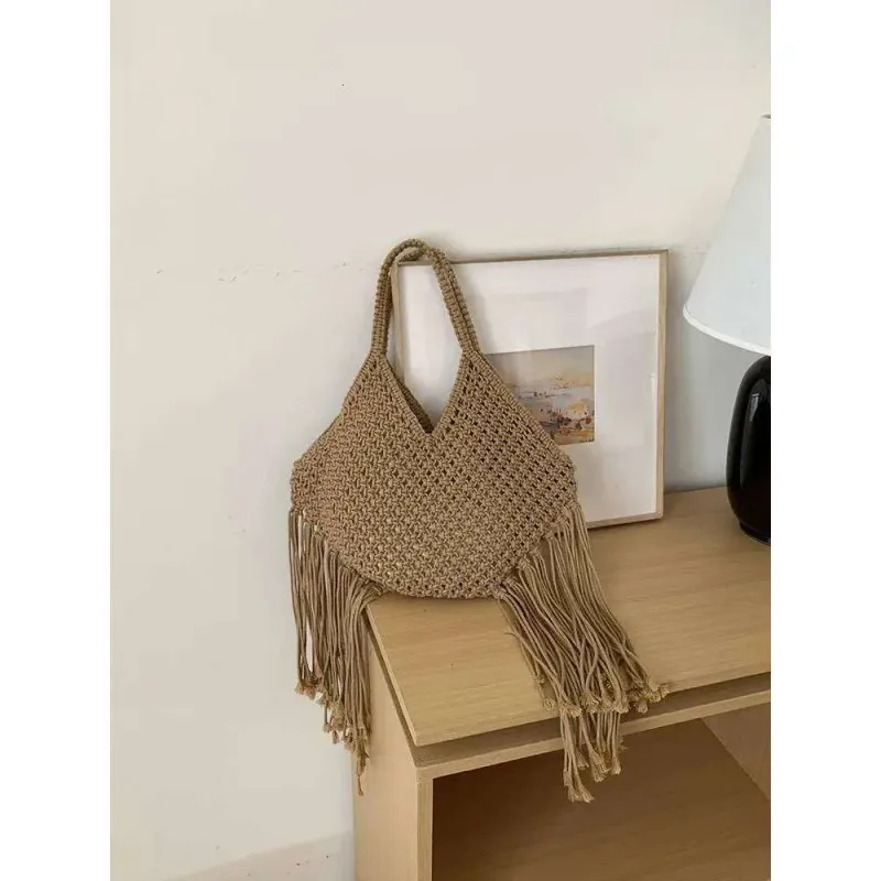 Borse da spiaggia estive con nappe intrecciate in paglia firmate da donna, 2023, borse a tracolla alla moda di grande capacità e_voghion.com