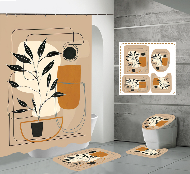 Nordic modern high-definition digital printing waterproof and anti fog polyester high-end hotel partition bathroom_voghion.com