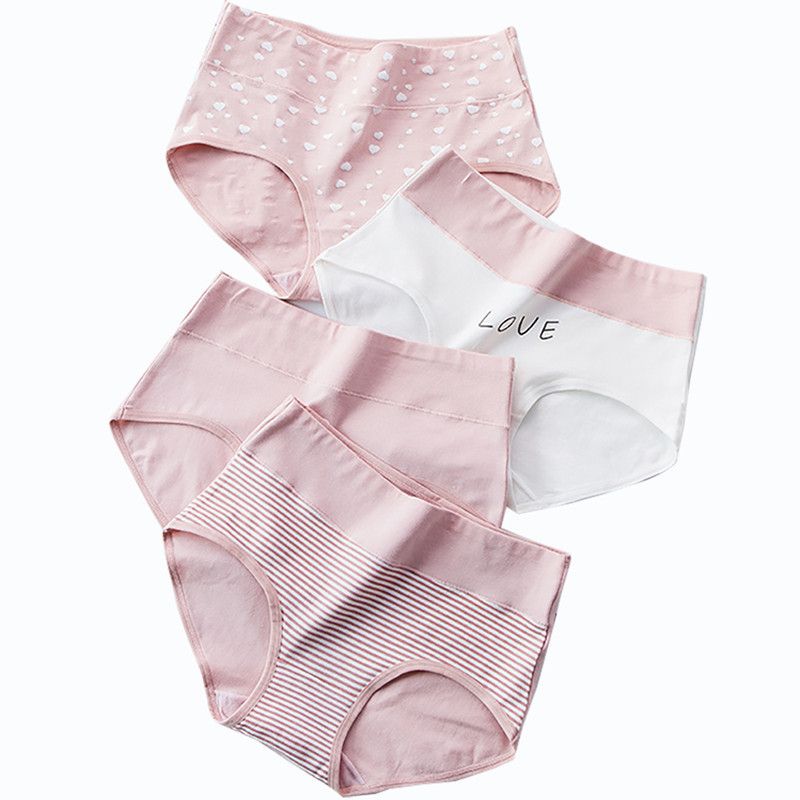 2025d Women's High Waist Cotton Printed Seamless Tummy Control Panties For Plus Size Women Triangle Briefs_voghion.com