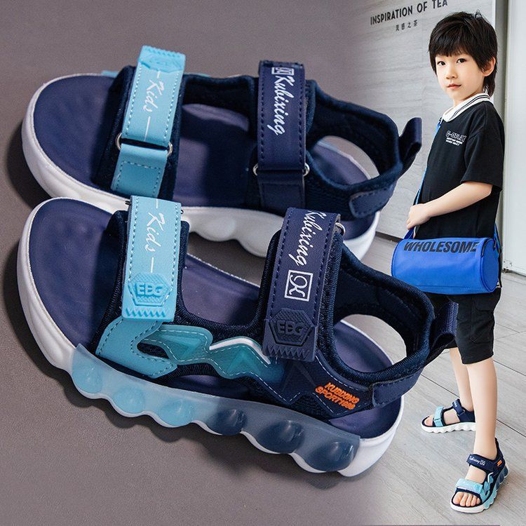 Sandali sportivi arcobaleno per bambini 2024 Estate Nuovo antiscivolo Suola morbida verso l'esterno Indossare scarpe da spiaggia aperte per ragazzi e_voghion.com