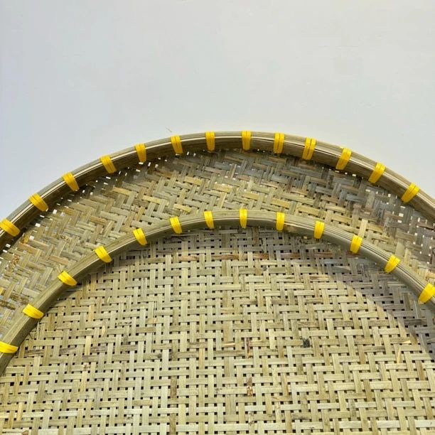 Perforated Sieve Handmade Basket Woven Round Household Storage Farmhouse Decoration Products Drying Bamboo Weaving_voghion.com