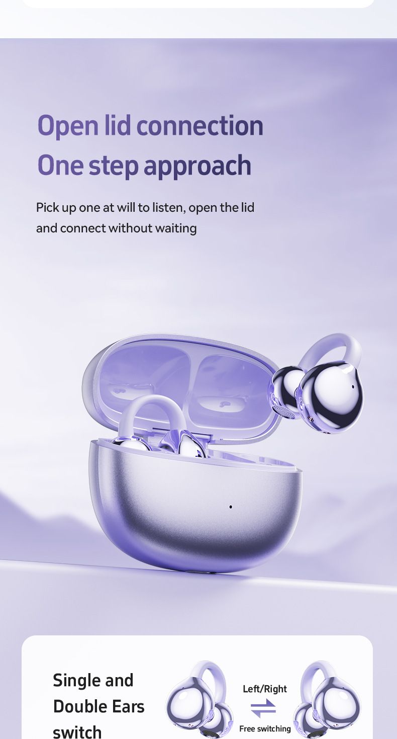 M108 Ear Clip Wireless Long Battery Life Bone Conduction Sports Noise Cancelling Earphones Bluetooth_voghion.com