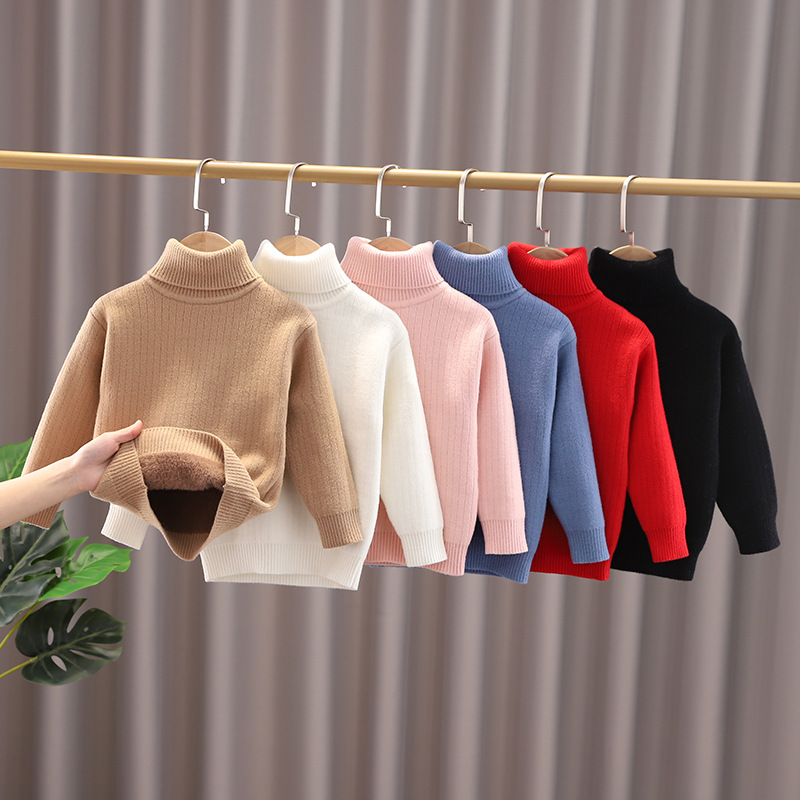 Kanner Nerz Pelzmantel Jongen a Meedercher Baby Mat Fleece Base Mantel Turtleneck Pullover Warm_voghion.com