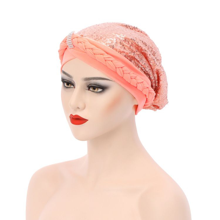 Cappello musulmano in seta di latte con treccia di paillettes Cappello indiano_voghion.com