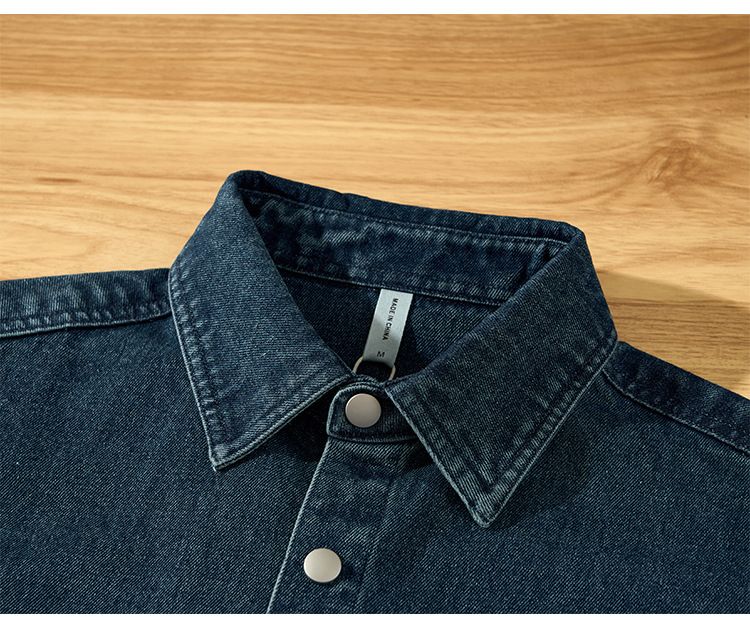 Herren-Hemdjacke aus schwerem Denim – 100 % Baumwolle, Übergröße, Arbeitskleidung (M–XXXL)_voghion.com