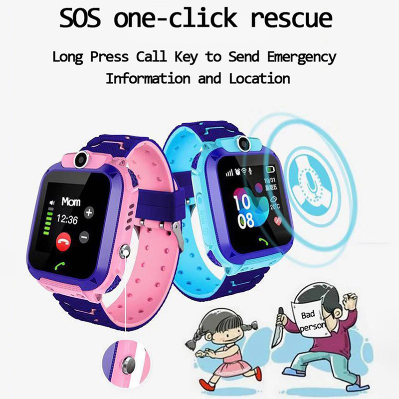 RXshengtai Q12B SOS Llamada telefónica LBS Posicionamiento Despertador Reloj Inteligente de Seguridad para niños Pulsera-Azul_voghion.com
