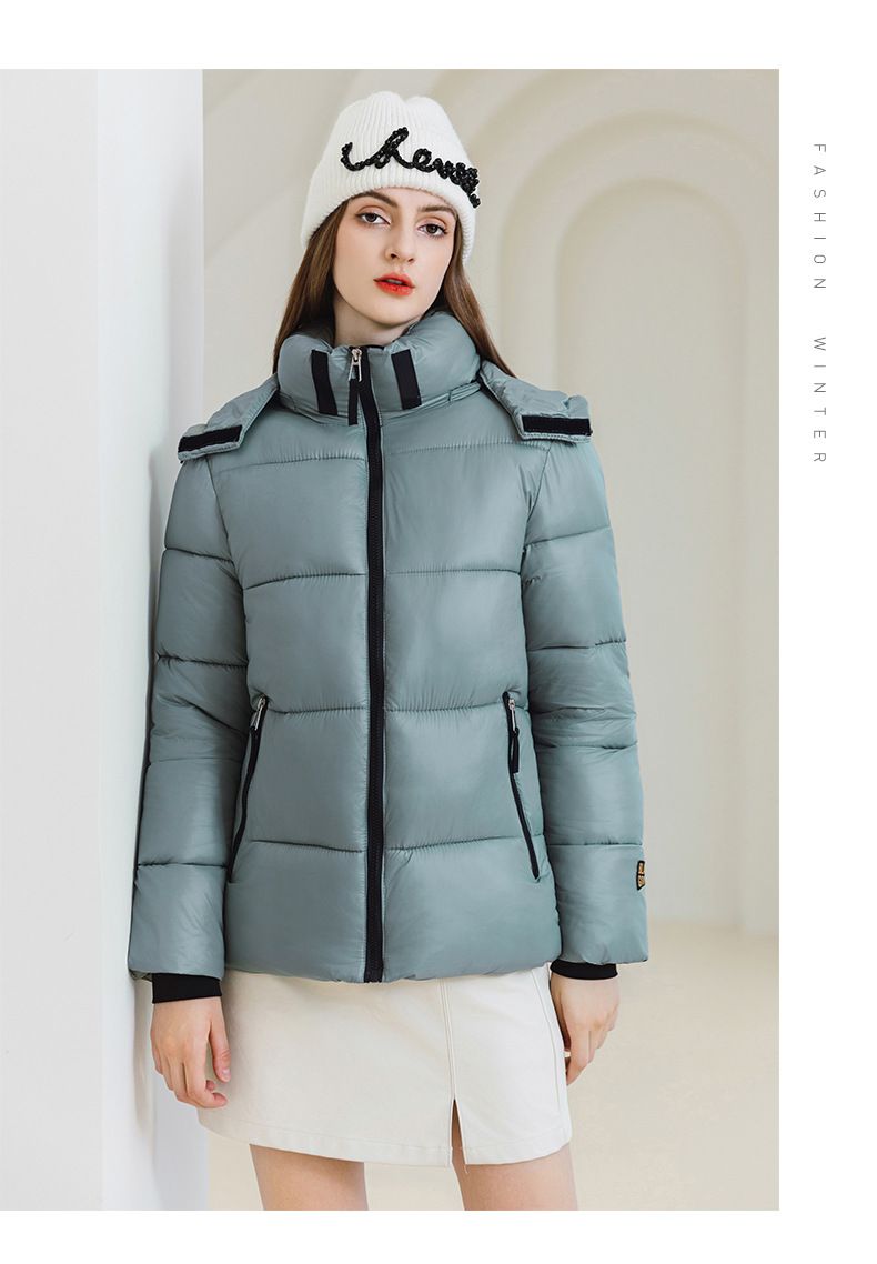 Dames zwarte goudkleurige gewatteerde jas met capuchon, korte winterjas, warme fleecevoering, losse pasvorm, dikke bovenkleding in grote maten_voghion.com