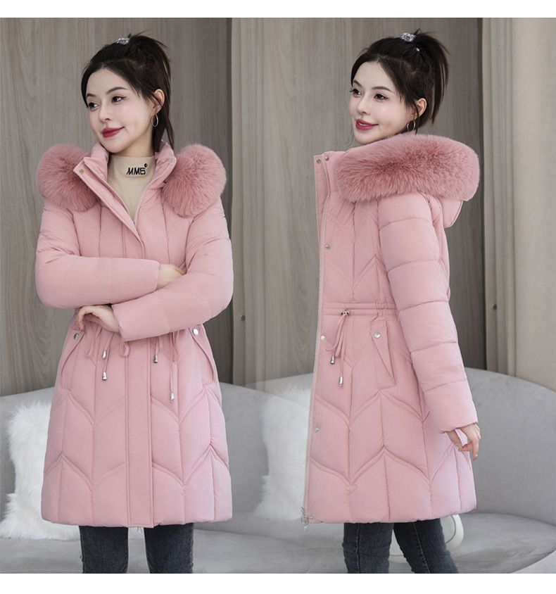 Dameskleding Winter Dons Katoenen Jas Dames Mid Lengte Stijl Taille Verdikking Warme Grote Bontkraag Katoenen Jas Nieuwe Katoenen Jas_voghion.com