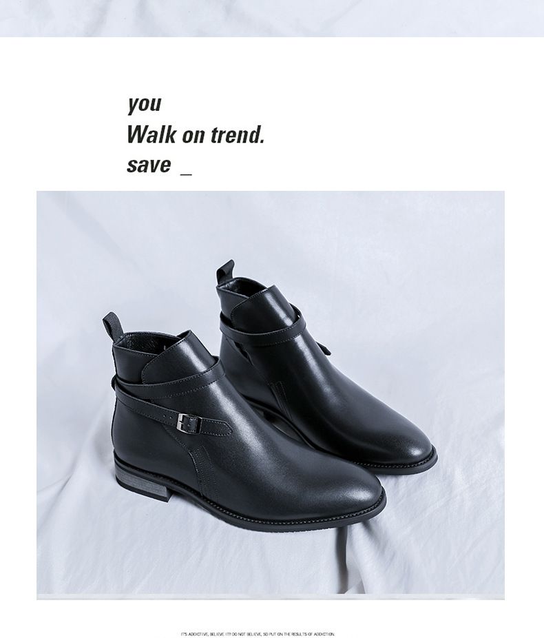 Spring Retro Tooling Boots Men's Short Boots Men's Belt Buckle Martin Boots_voghion.com