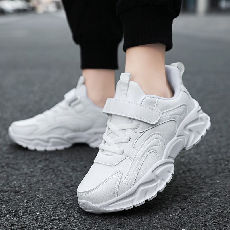 897 Four Seasons Performance Lightweight Sports Boys' Tennis Girls' Leather Children's White Shoes, Black Shoes_voghion.com