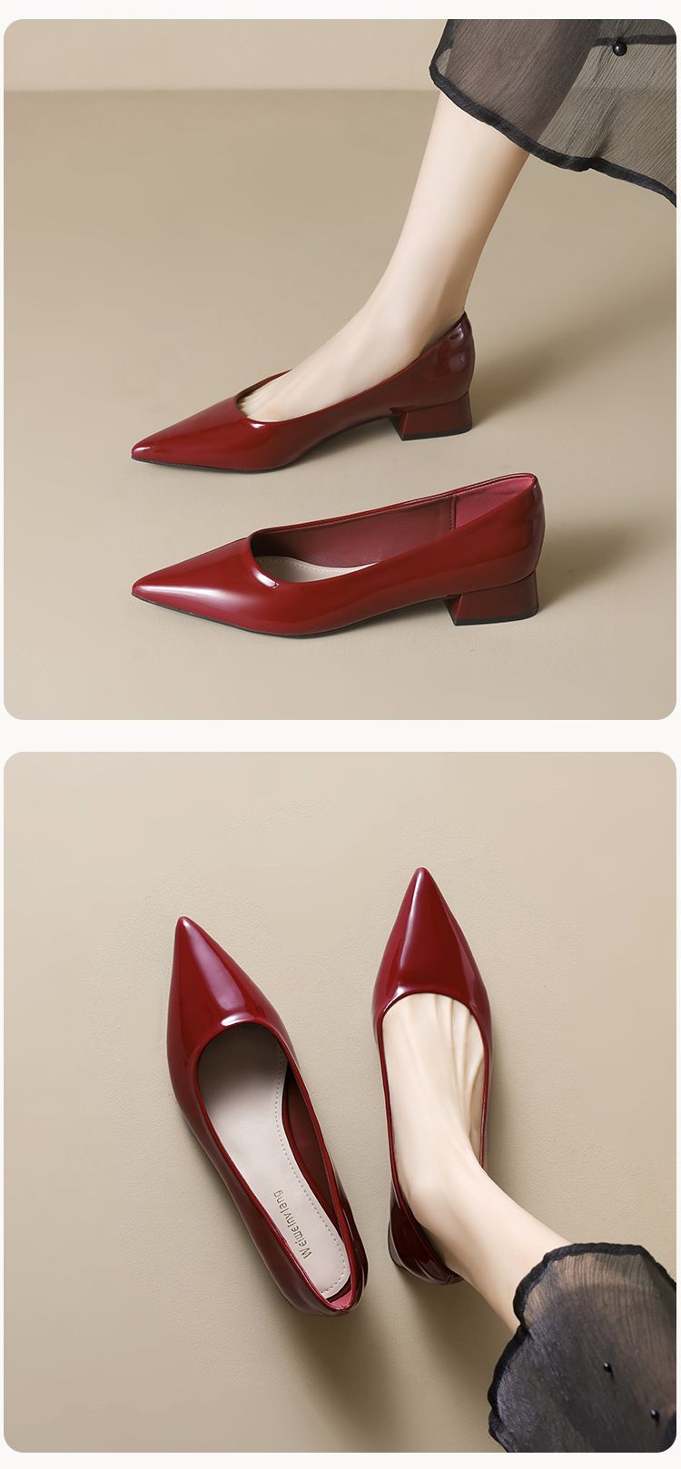 Pointed Single Shoes Women's Light Mouth Thick Heel High Heels One Pedal Black Commuter Work Shoes_voghion.com