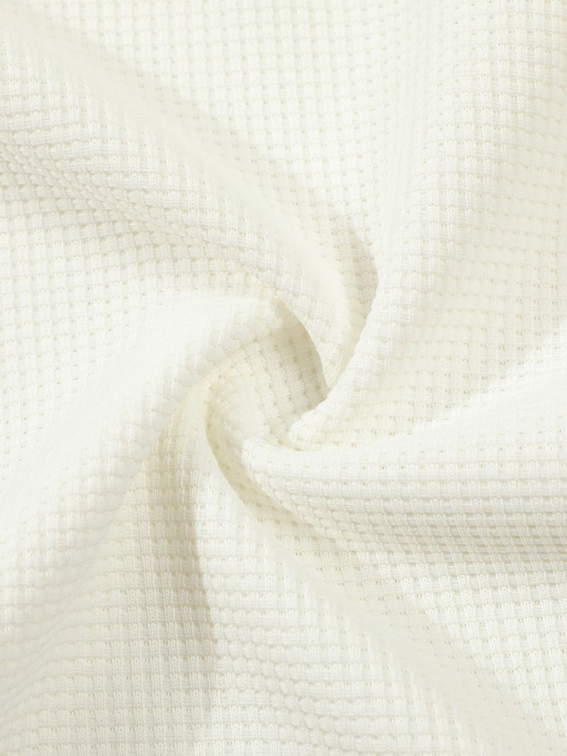 Men's Clothing Waffle Knit Zip-Up Collar Short Sleeve T-Shirt & Shorts Set - Casual Outdoor Summer Outfit In White, Grey, Black, Burgundy, Khaki_voghion.com