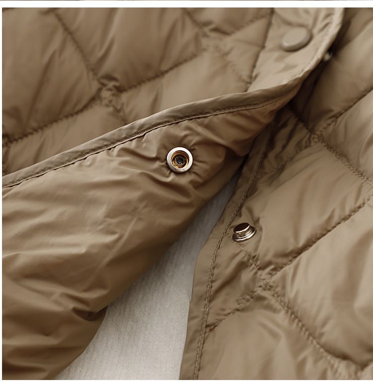 "Quilted Puffer Jacket With Mandarin Collar & Petal Sleeves - Korean-Inspired Streetwear Coat In Diamond Stitch (Black/Beige/Mocha/Pistachio)"_voghion.com