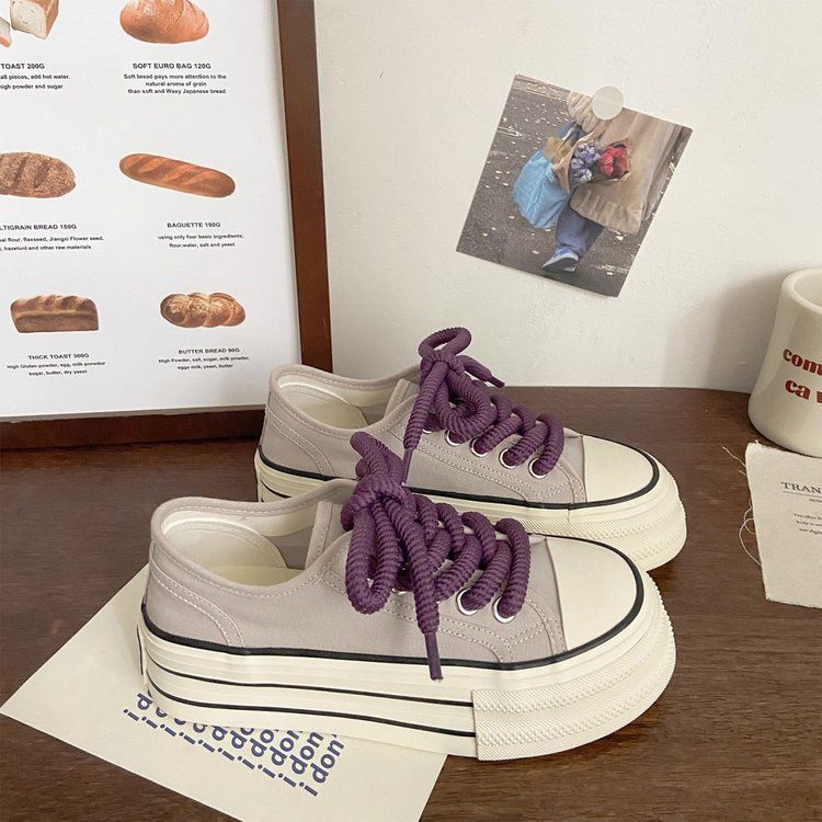Cream thick soled canvas for women's thin spring/summer new Instagram trendy niche Korean version big head sponge cake_voghion.com