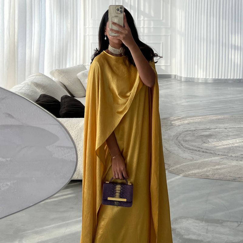 Robe longue à manches longues et en satin moderne, style abaya, taille douce, pour Noël, Thanksgiving, Halloween, Saint-Valentin_voghion.com