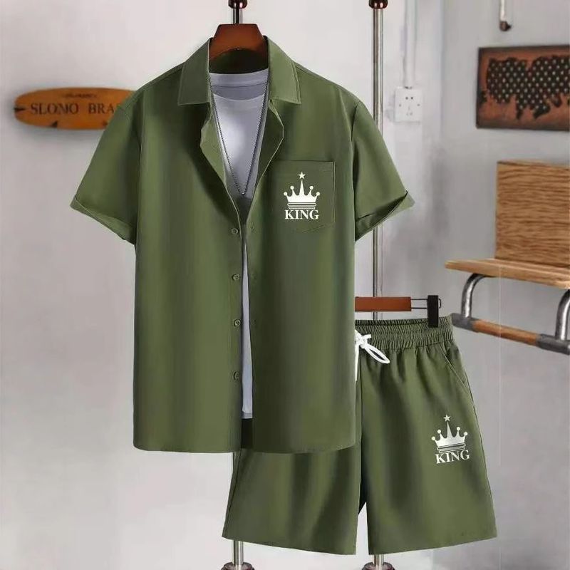 Unschlagbare Qualität Hawaii-Serie Hemd für Herren Casual Urlaub Kurzarm Shorts Zweiteiliges Set_voghion.com