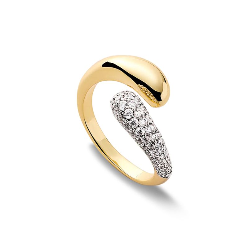 Anello da donna a forma di goccia d'acqua, leggero, di lusso, di alta qualità, alla moda, versatile, aperto, squisito anello per indice._voghion.com