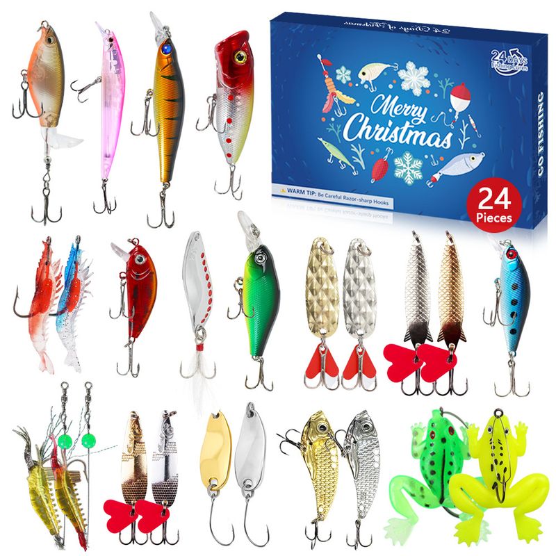 465g 24-Piece Fishing Plastic Bait Lure Tractor Minnow Christmas Gift Set_voghion.com