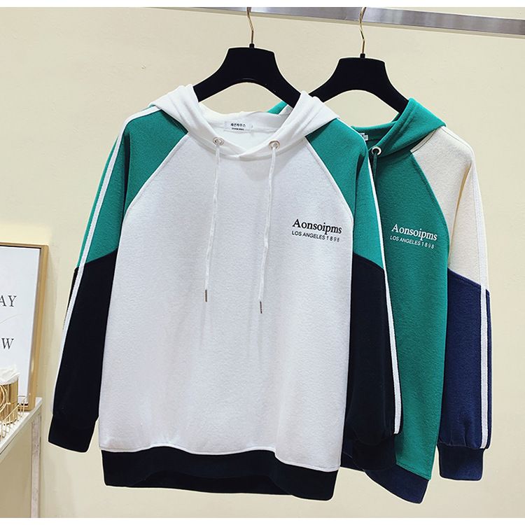 New Korean Style Loose Versatile Hooded Long Sleeve Sweatshirt For Female Students With Letter Print Top Jacket Trendy_voghion.com