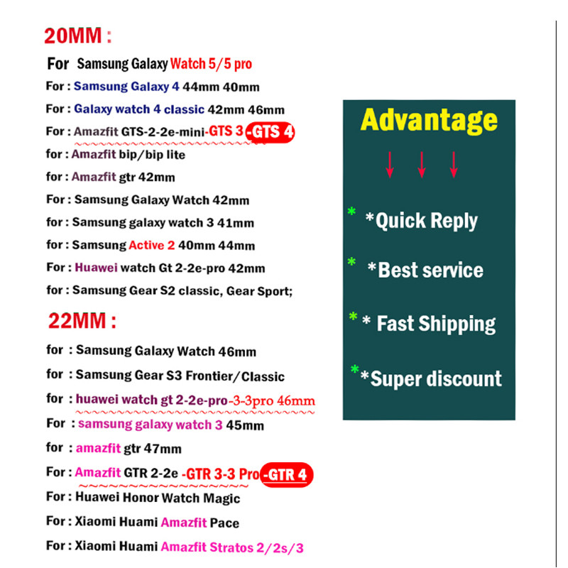 Cinturino in nylon per orologio Samsung Galaxy 3 4 5 Pro Gear S3 Amazfit GTR 3/4 Nuovo cinturino facile da regolare per orologio Huawei GT 2/3 Pro_voghion.com