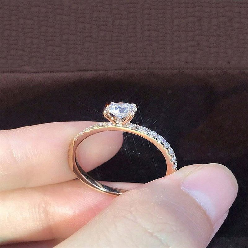 Simple Fashion Simulation Diamond Ring Diamond-embedded Wedding Couple Ring Wedding Ring_voghion.com