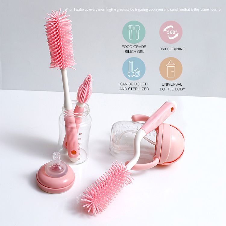Silicone Bottle Cleaning Brush Baby Pacifier Straw Scrubber 360 Degree Glass Cup Washing Clean Brush Kitchen Cleaning Tool Set_voghion.com