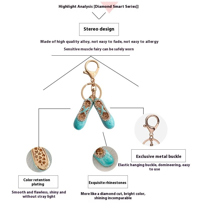 Neie Ballet Schong Keychain Europäesch an amerikanesch Diamant Studded Stiefel Metal Keychain Pendant Schéin a Kreativ Kleng Kaddo_voghion.com